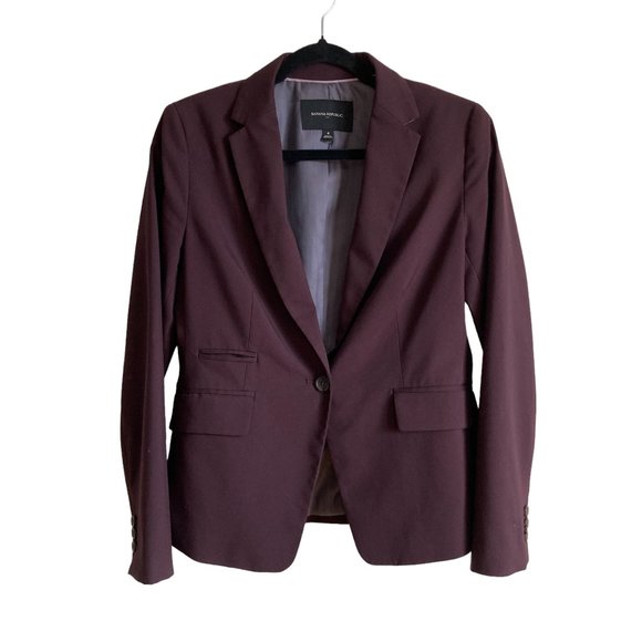 Banana Republic Blazer Burgundy Office Siren Business Casual Size 4 Small - Picture 2 of 15